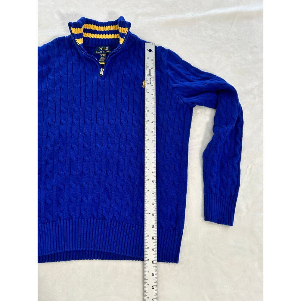 Polo Ralph Lauren Boy's XL Blue Knit Quarter Zip Sweater with Yellow Stripes XC! - Picture 5 of 8